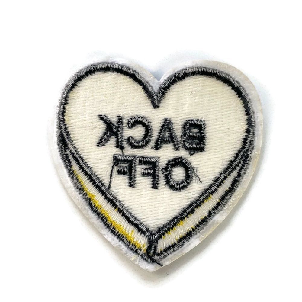 Back Off Yellow Heart Embroidered Patch - Picture 3 of 3